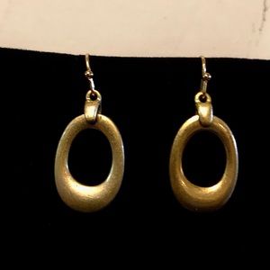 New Chico's Earrings Matte Gold tone - dangle style oval with oval cut out